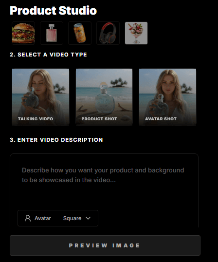 Product studio controls